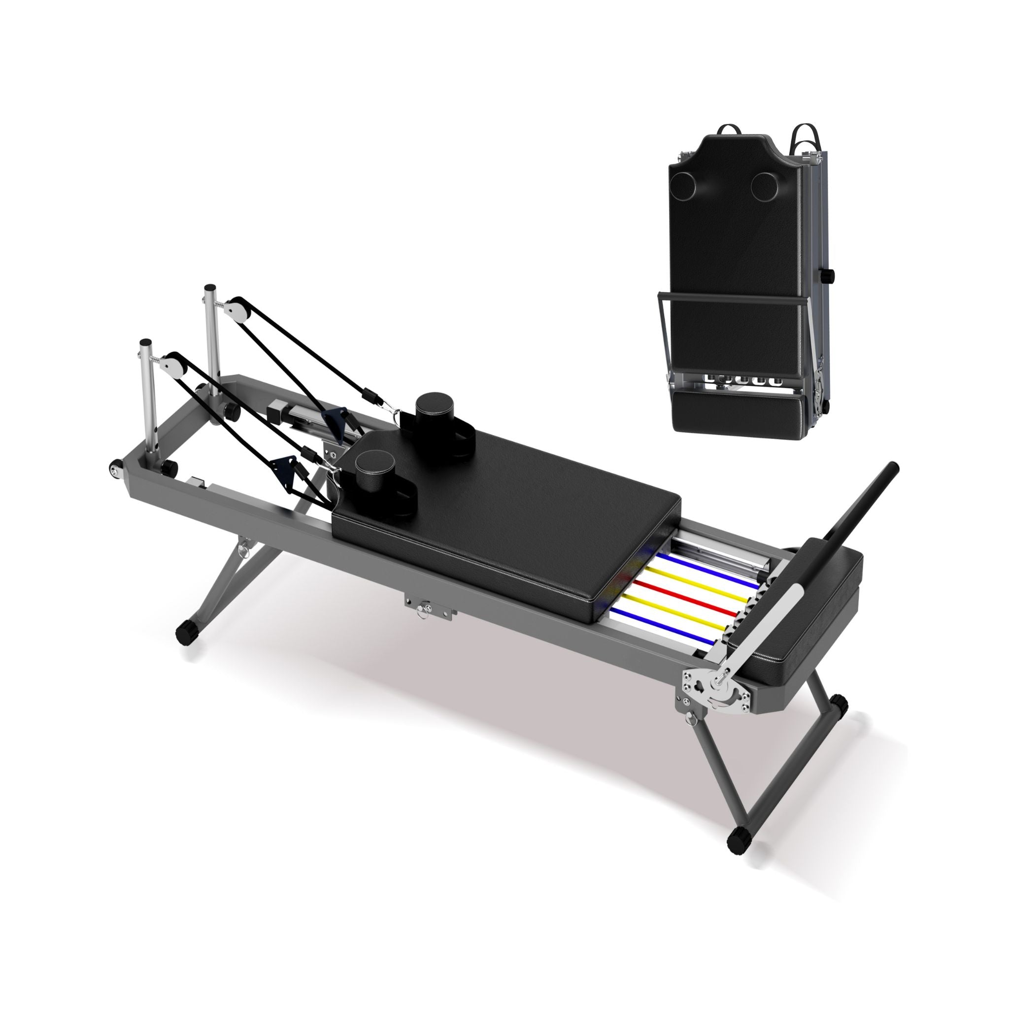 Core Pilates Extra-Large Multi-Functional Pilates Reformer Machine With Dynamic Resistance Cords And Aerobic Rebounder, Black (SAK32879)