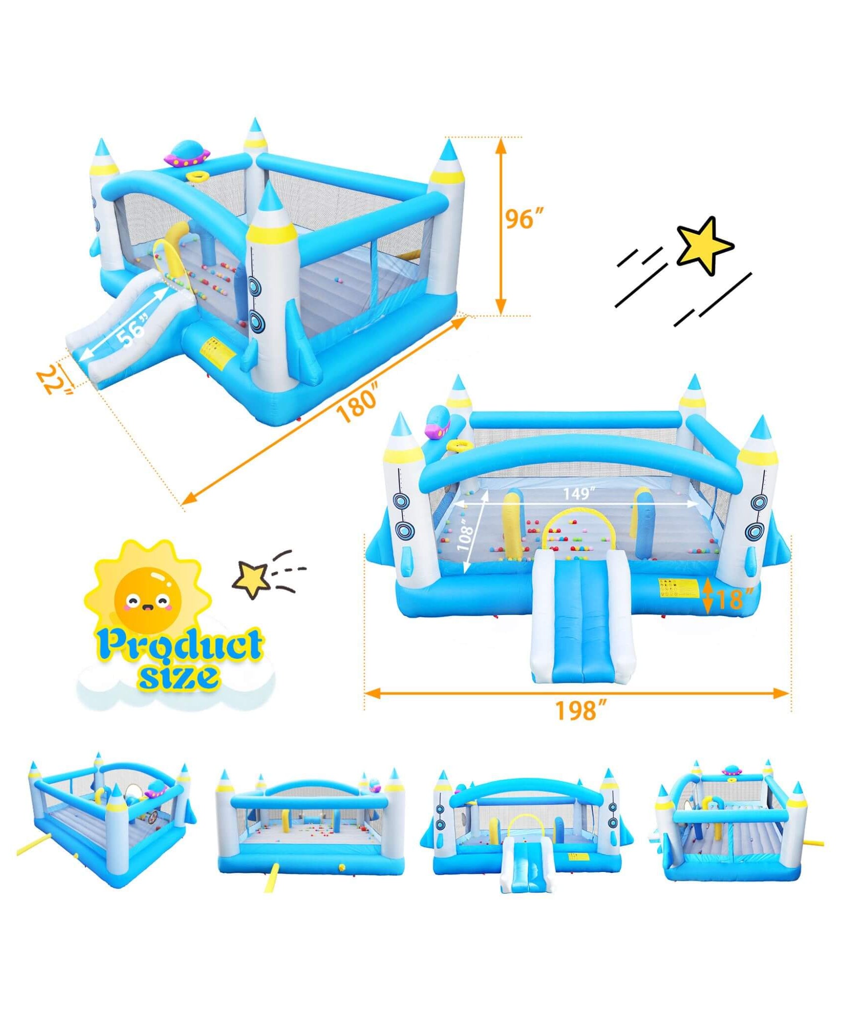 Extra-Large Multifunctional Jump'N Slide Inflatable Bouncer With Blower (SAK81243)