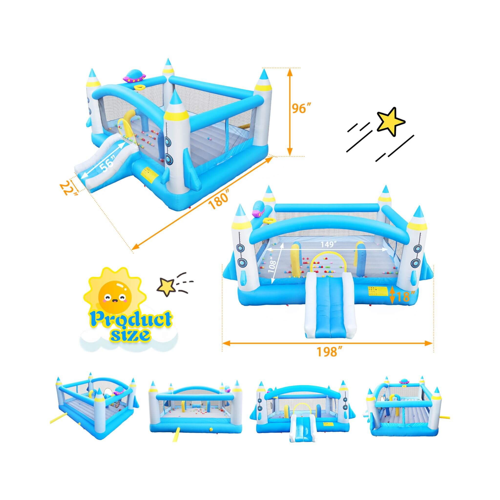 Extra-Large Multifunctional Jump'N Slide Inflatable Bouncer With Blower (SAK81243)