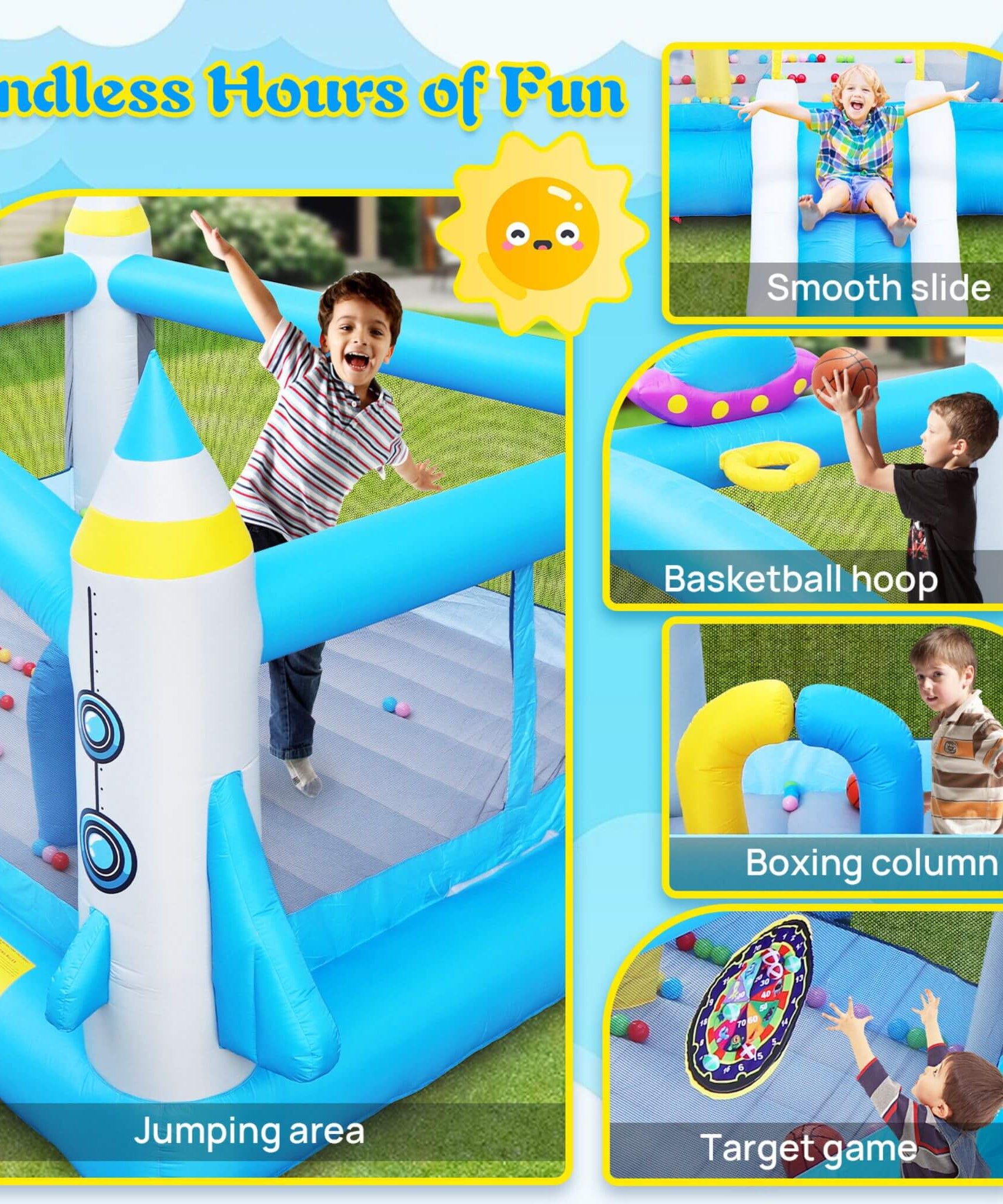 Extra-Large Multifunctional Jump'N Slide Inflatable Bouncer With Blower (SAK81243)