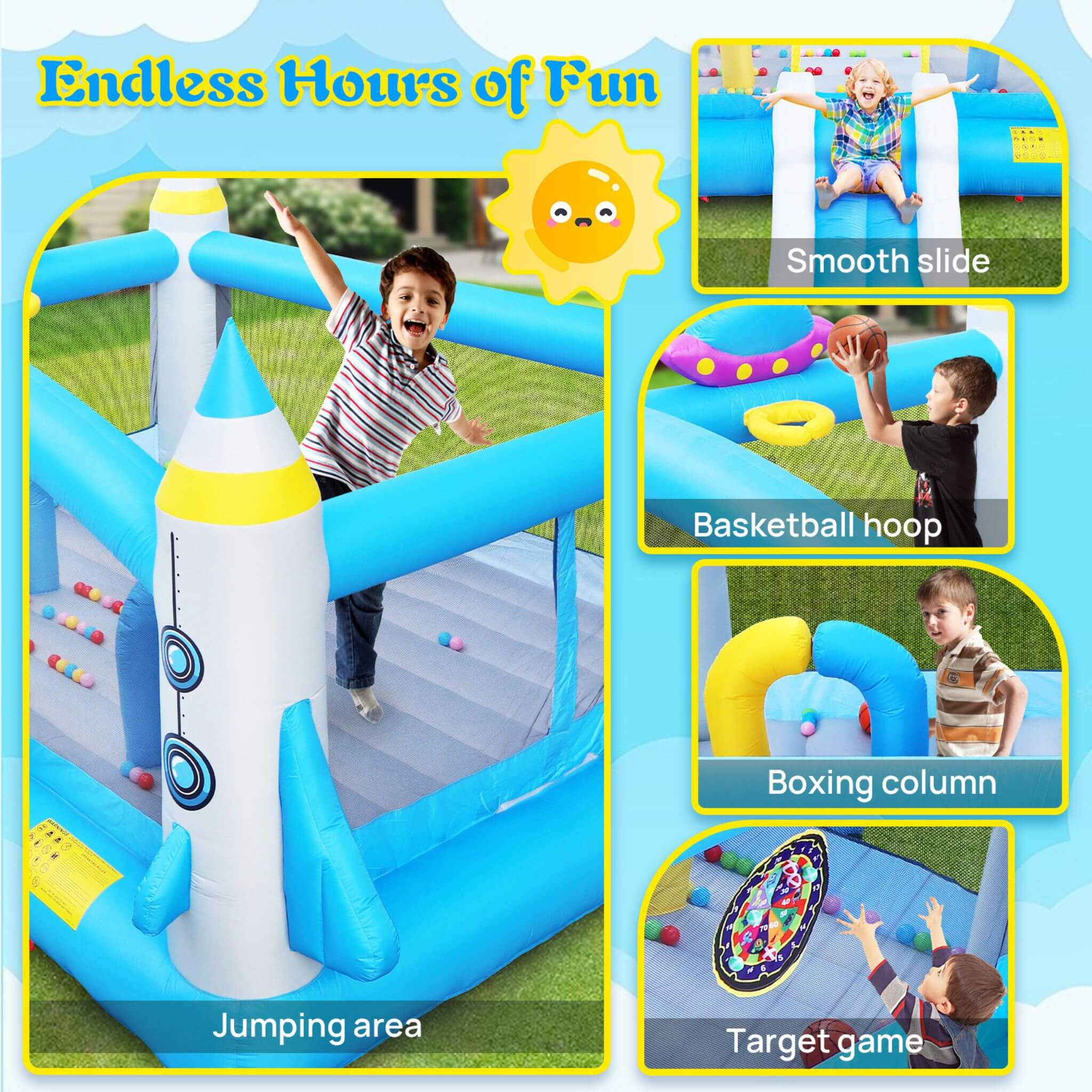 Extra-Large Multifunctional Jump'N Slide Inflatable Bouncer With Blower (SAK81243)