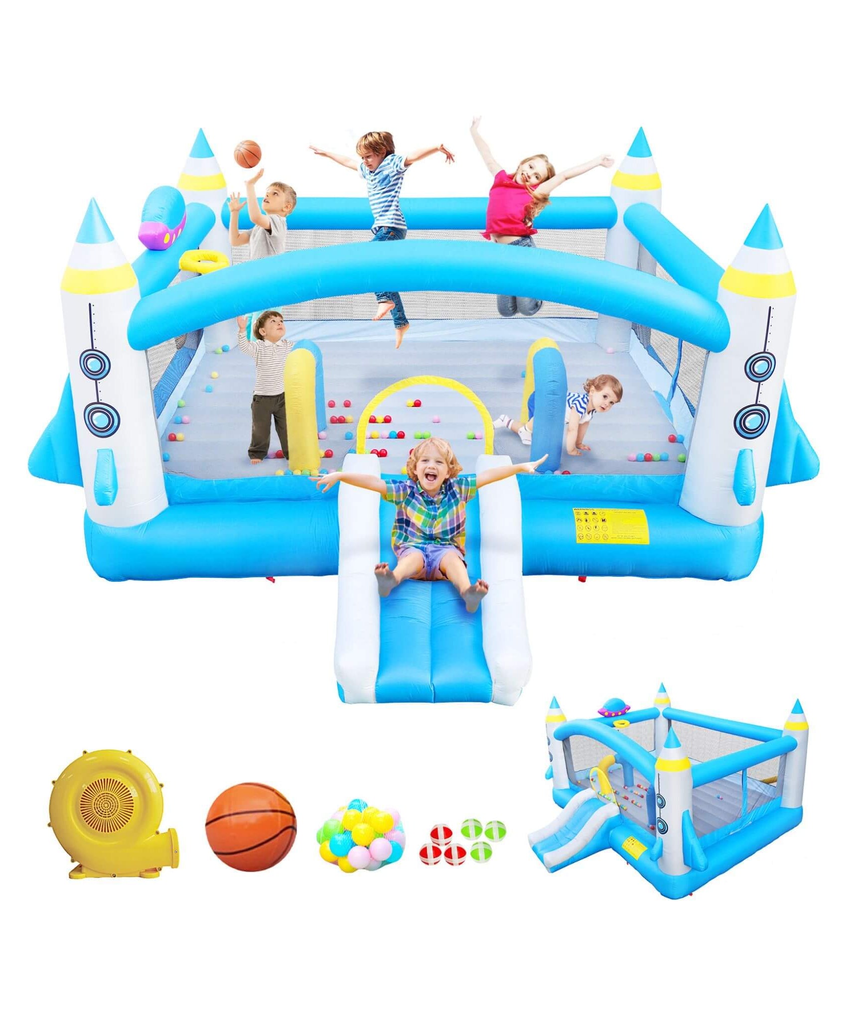Extra-Large Multifunctional Jump'N Slide Inflatable Bouncer With Blower (SAK81243)