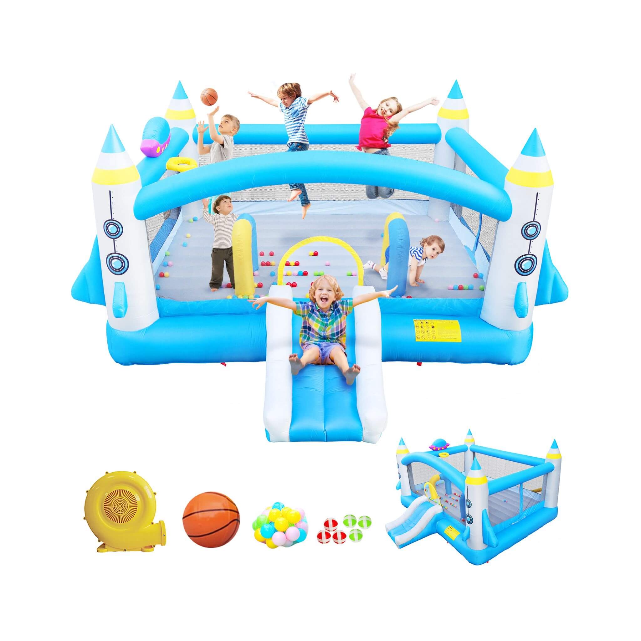 Extra-Large Multifunctional Jump'N Slide Inflatable Bouncer With Blower (SAK81243)