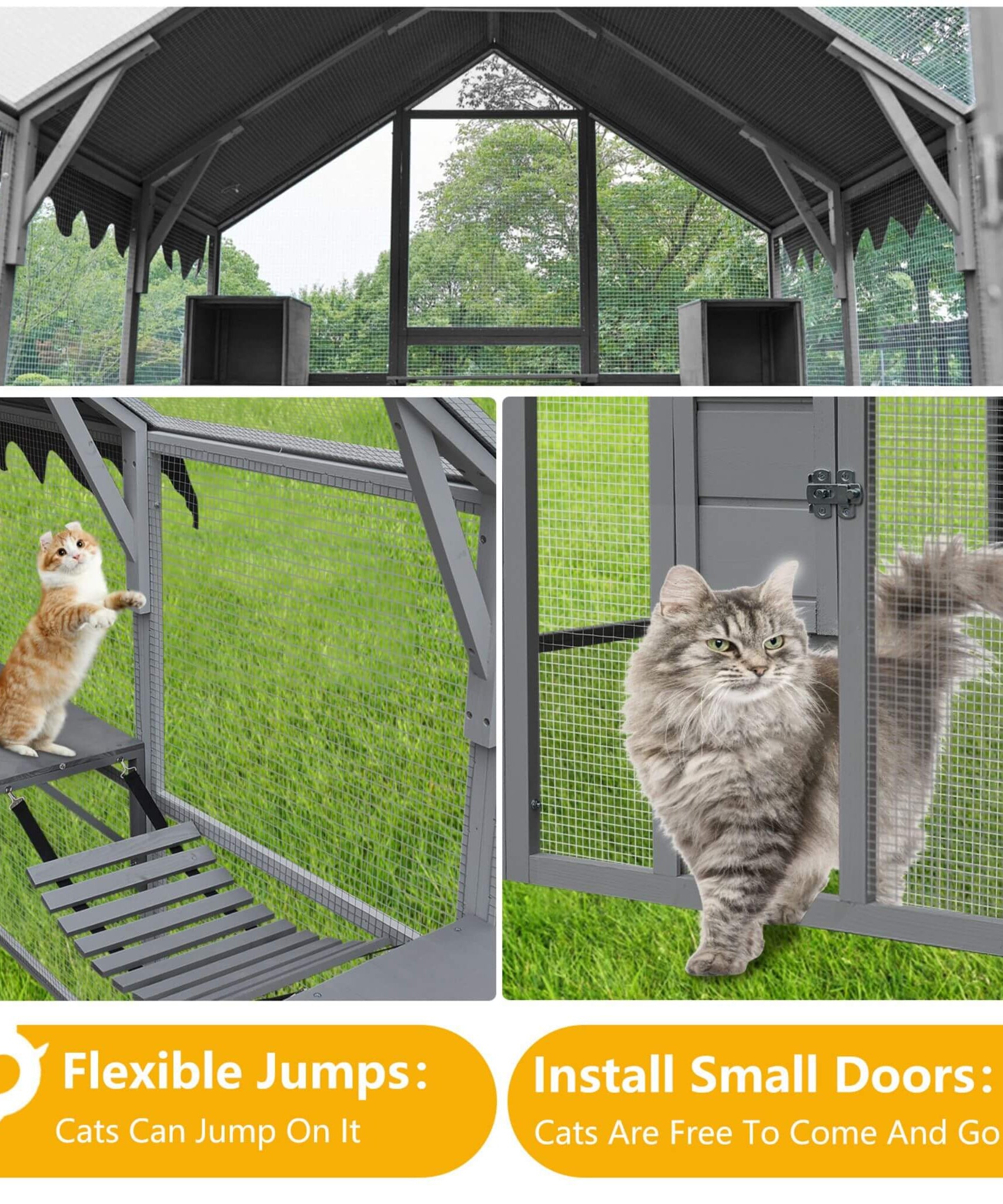 Alora Extra Large Outdoor Cat Kitten Playpen House With Platforms, And Waterproof Cover (SAK55092)