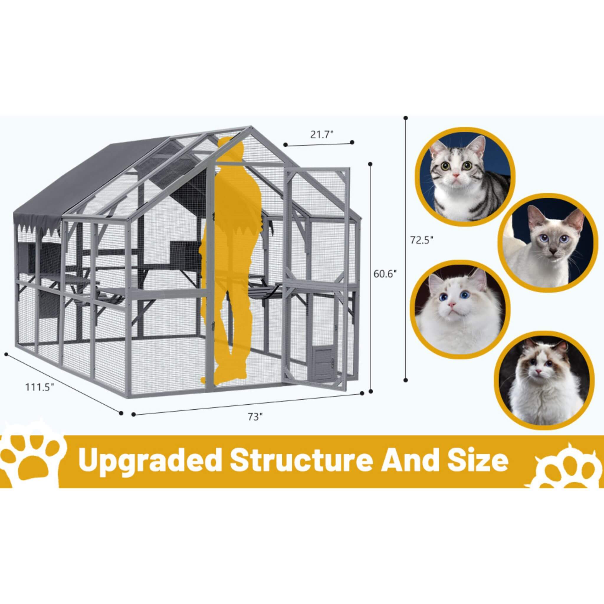 Alora Extra Large Outdoor Cat Kitten Playpen House With Platforms, And Waterproof Cover (SAK55092)