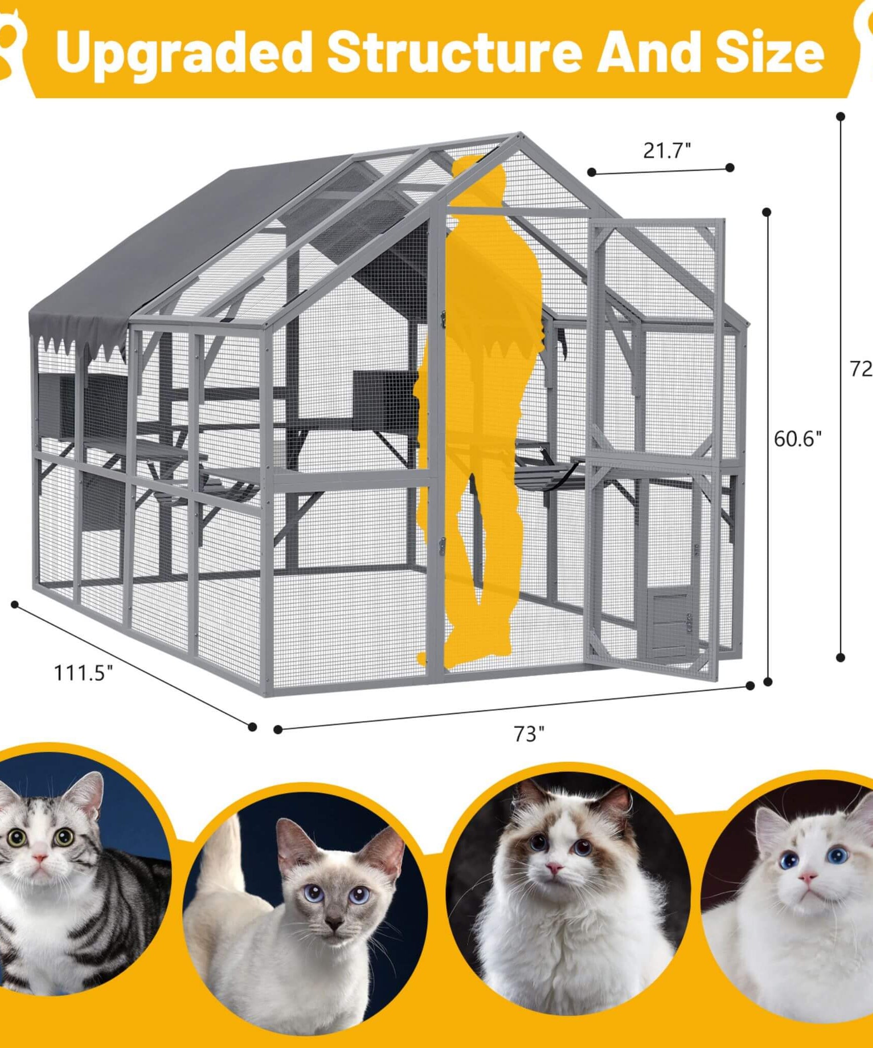 Alora Extra Large Outdoor Cat Kitten Playpen House With Platforms, And Waterproof Cover (SAK55092)