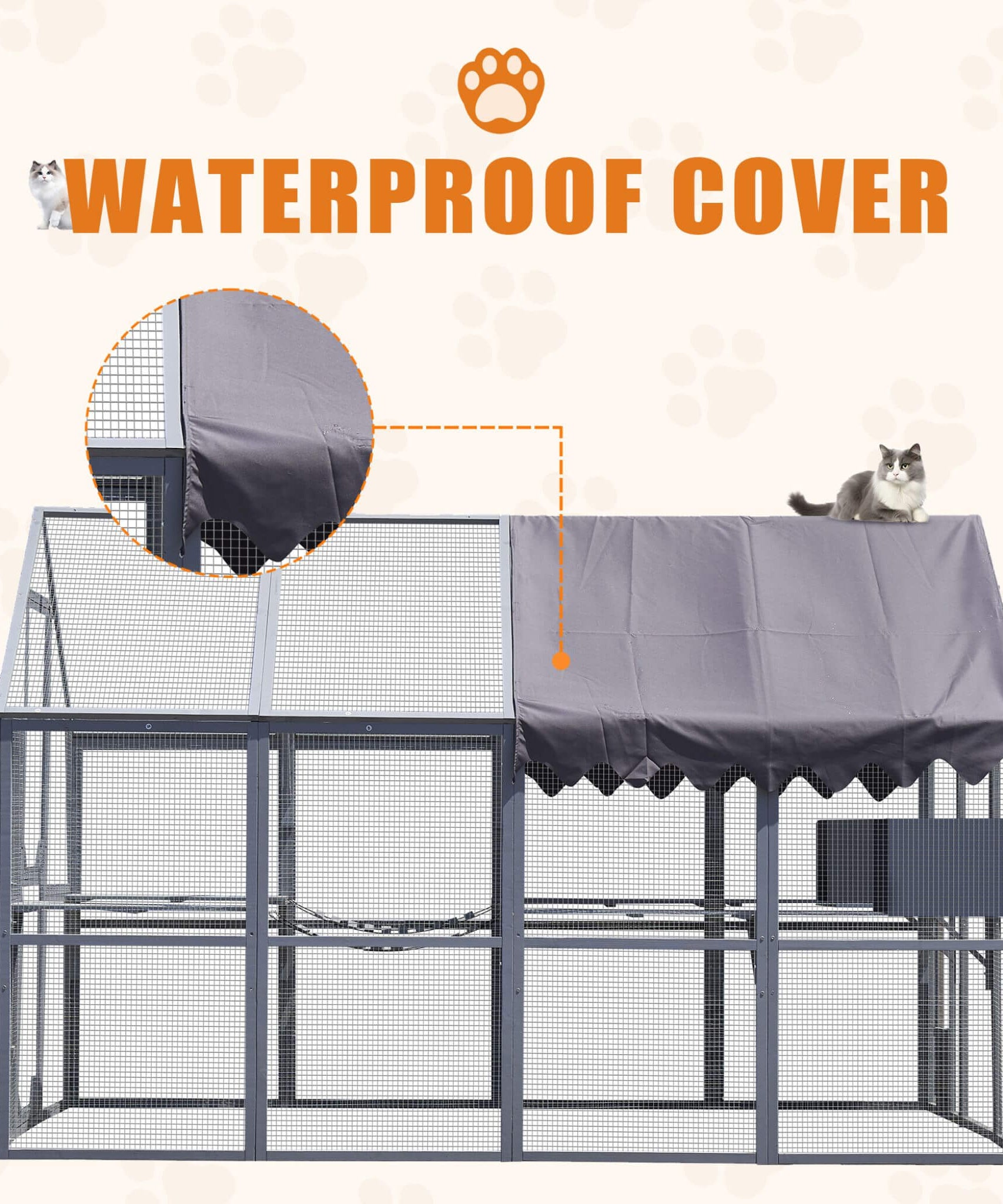 Alora Extra Large Outdoor Cat Kitten Playpen House With Platforms, And Waterproof Cover (SAK55092)