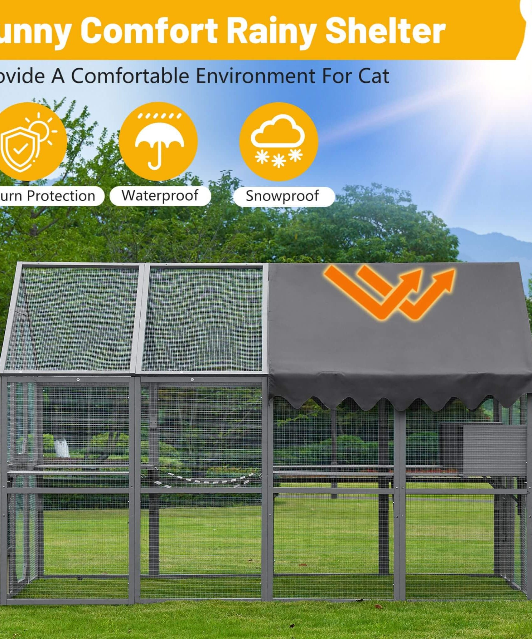Alora Extra Large Outdoor Cat Kitten Playpen House With Platforms, And Waterproof Cover (SAK55092)