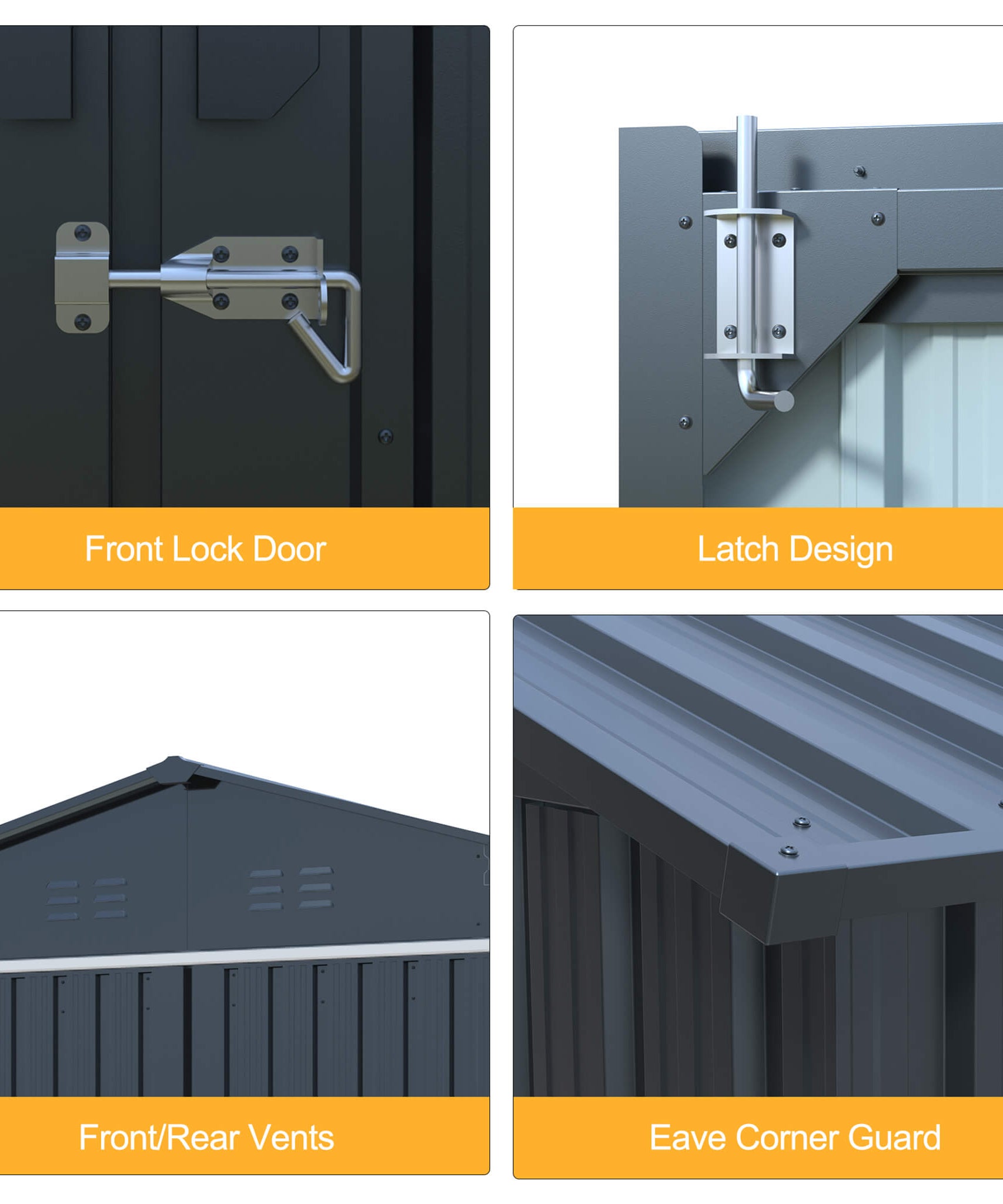 Alora Extra-Large Outdoor Galvanized Steel Outdoor Storage Shed With Skylight Roof (SAK42671)