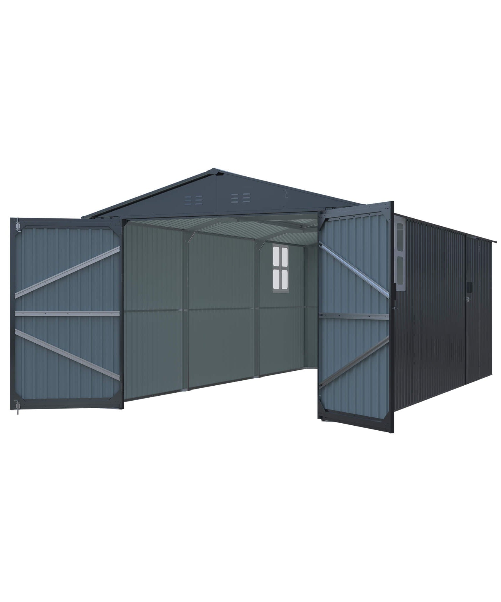 Alora Extra-Large Outdoor Galvanized Steel Outdoor Storage Shed With Skylight Roof (SAK42671)
