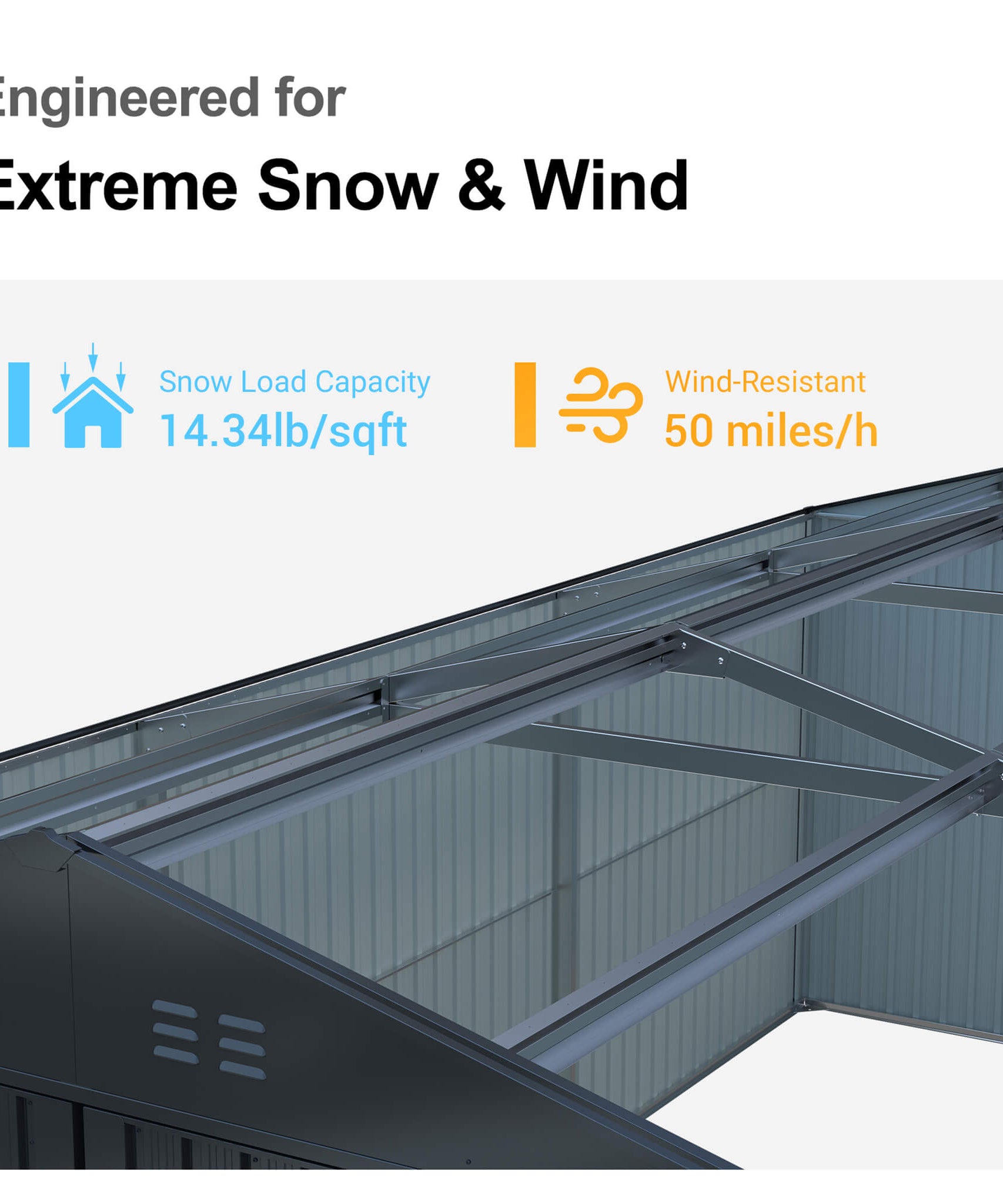 Alora Extra-Large Outdoor Galvanized Steel Outdoor Storage Shed With Skylight Roof (SAK42671)