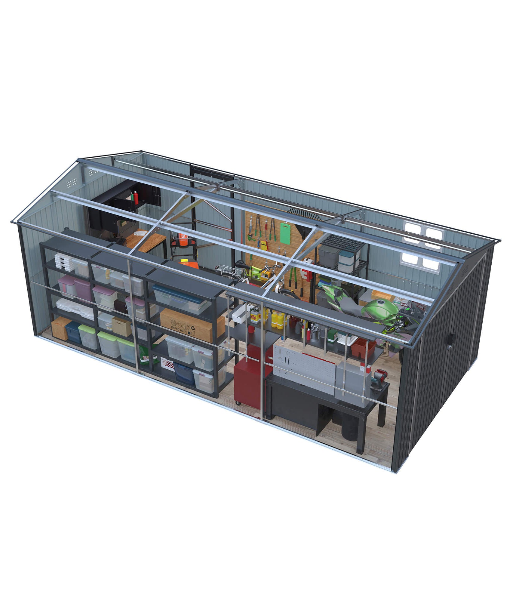 Alora Extra-Large Outdoor Galvanized Steel Outdoor Storage Shed With Skylight Roof (SAK42671)