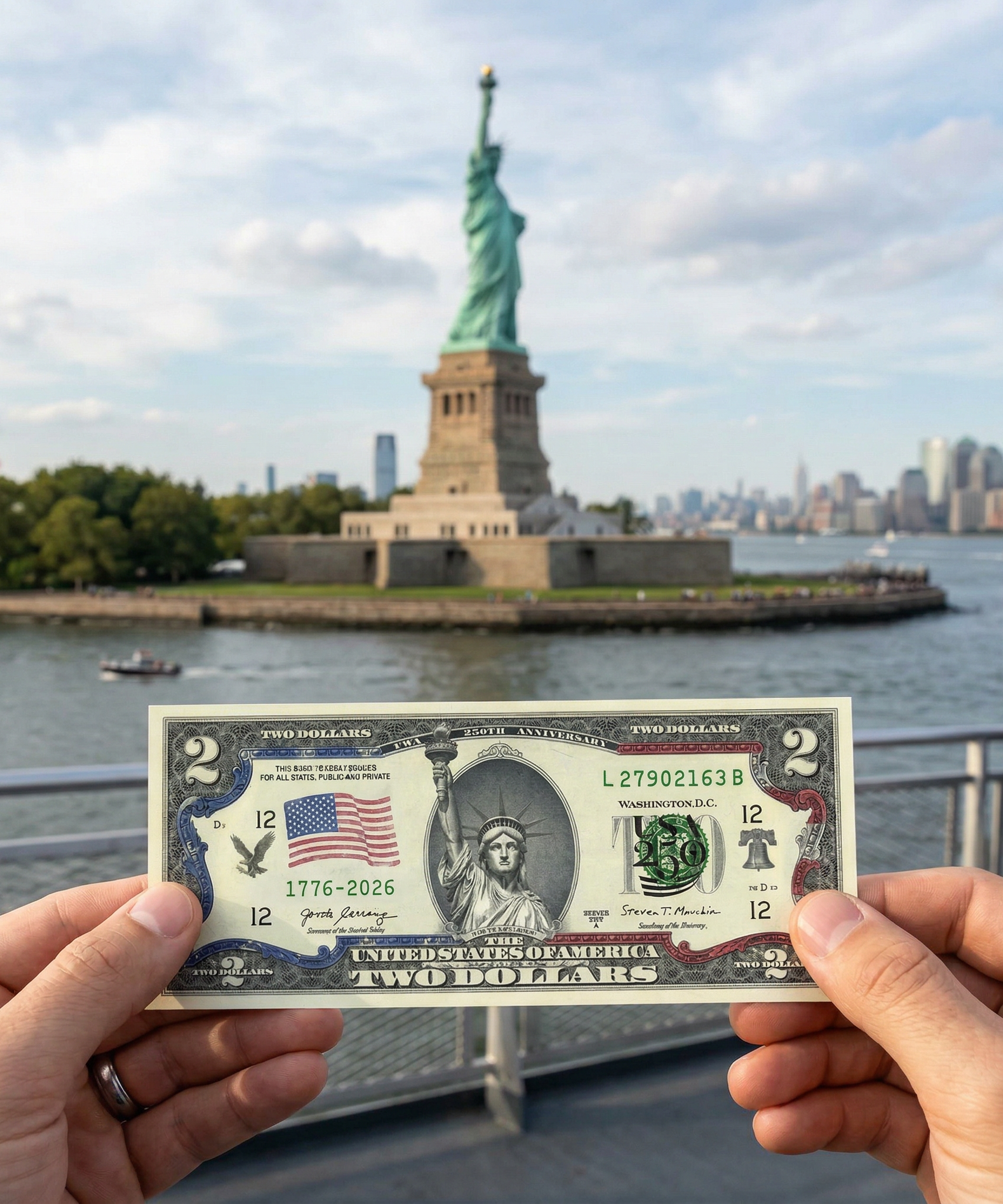 250. Jubiläum 2-Dollar-Schein – Freiheitsstatue | Echtes gesetzliches Zahlungsmittel