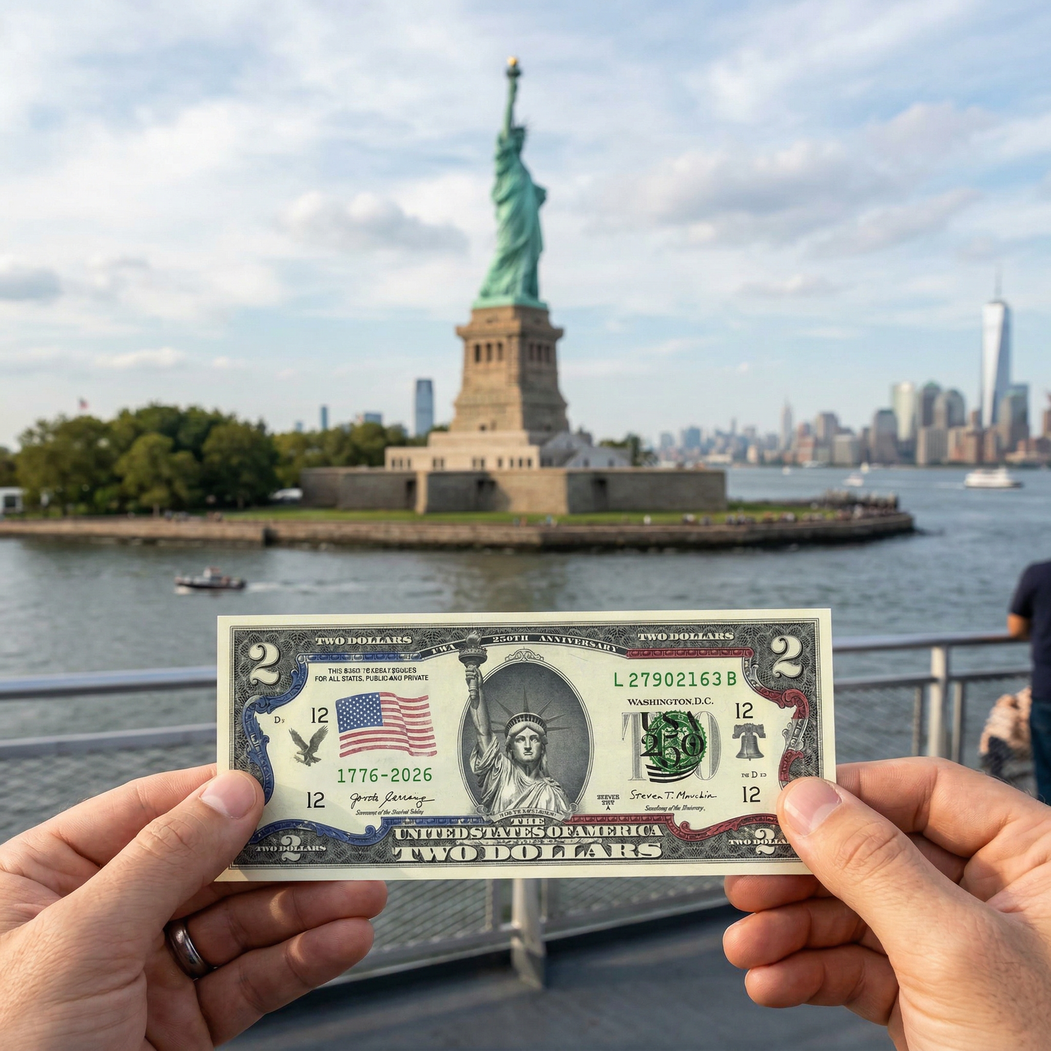 250. Jubiläum 2-Dollar-Schein – Freiheitsstatue | Echtes gesetzliches Zahlungsmittel