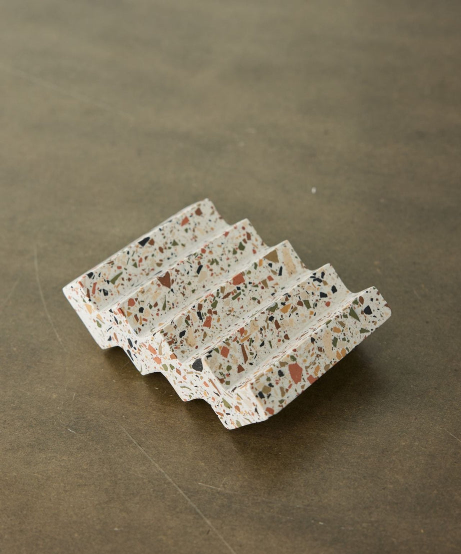 Zig-Zag Neutral Terrazzo Soap Dish