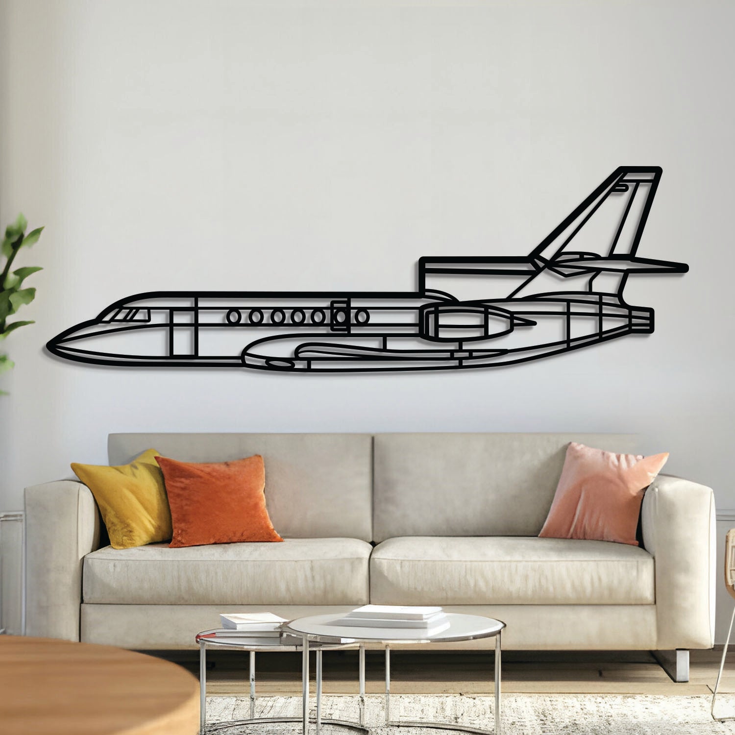 Wandbild aus Metall mit Flugzeugmotiv "Falcon 50" - NCP0565