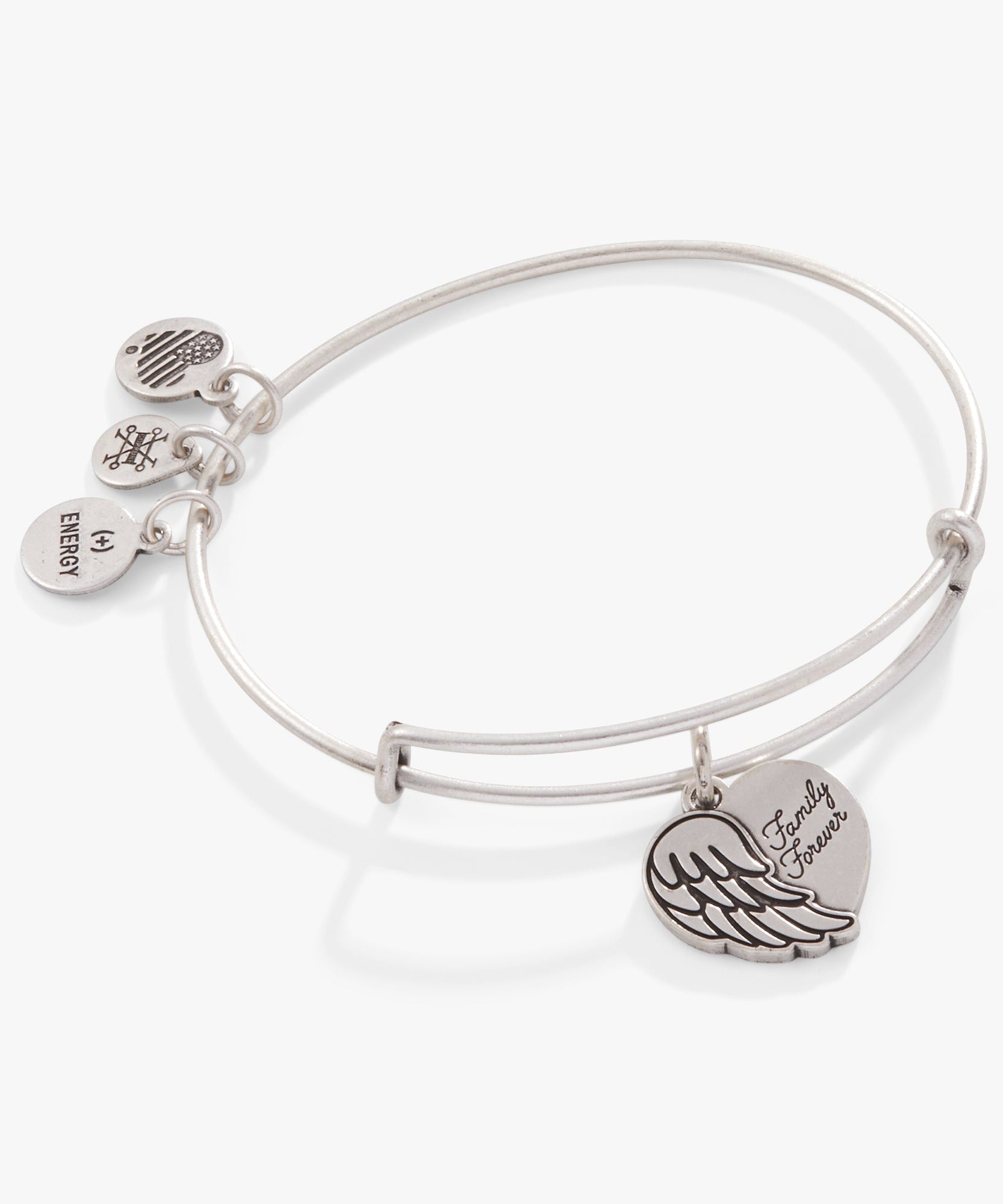 'Family Forever' Angel Wing Heart Charm Bangle