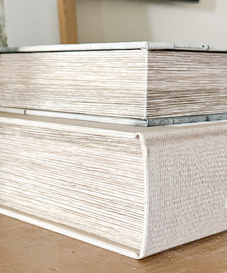 Große Buchende-Boxen aus Leder, 3er Set