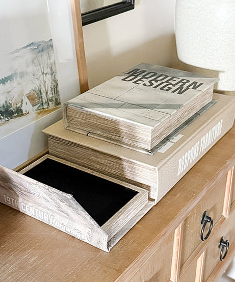 Große Buchende-Boxen aus Leder, 3er Set