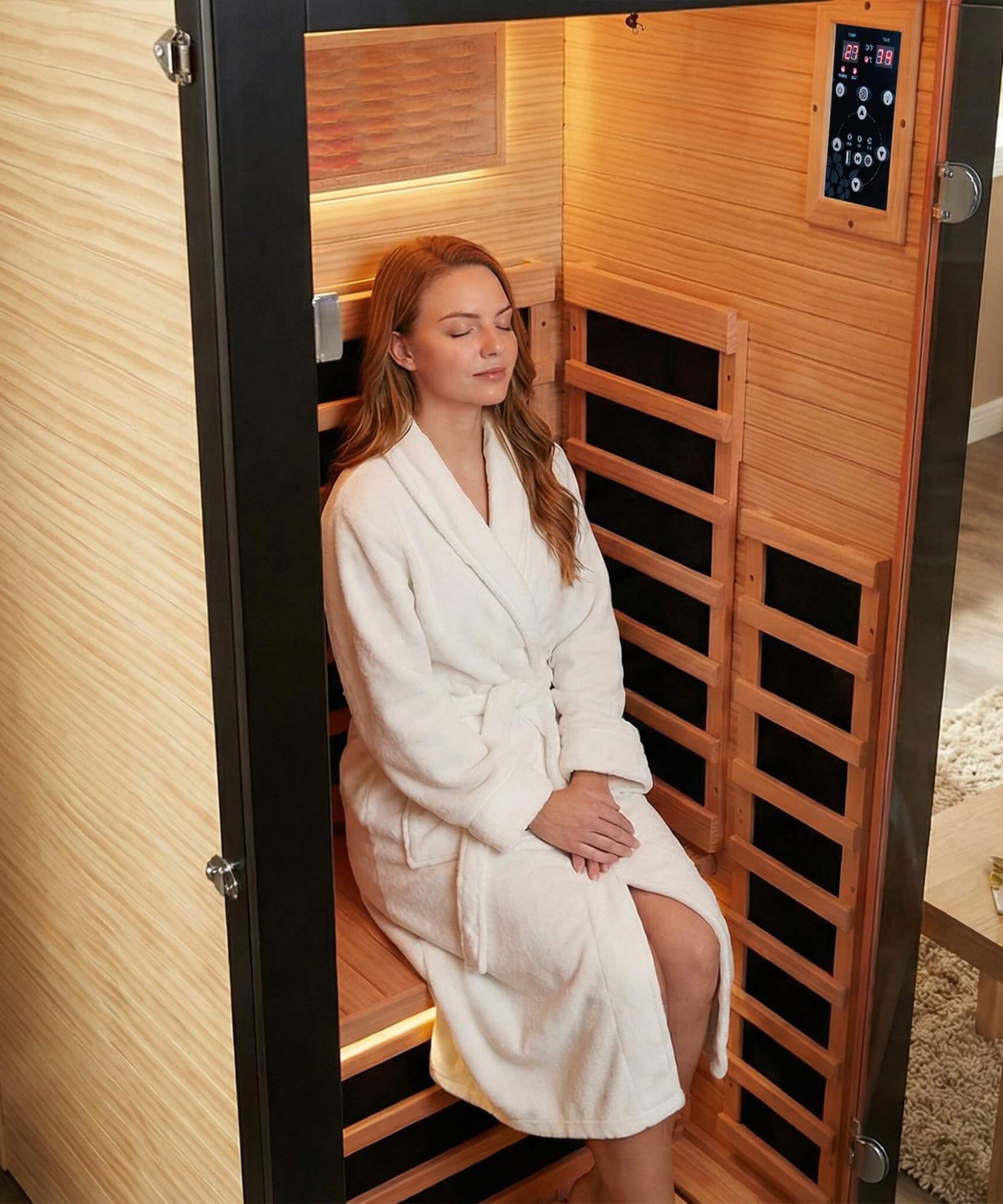 Thermora Solara Single-Person Chilean Pine Infrared Sauna Cabin (SAK57926)