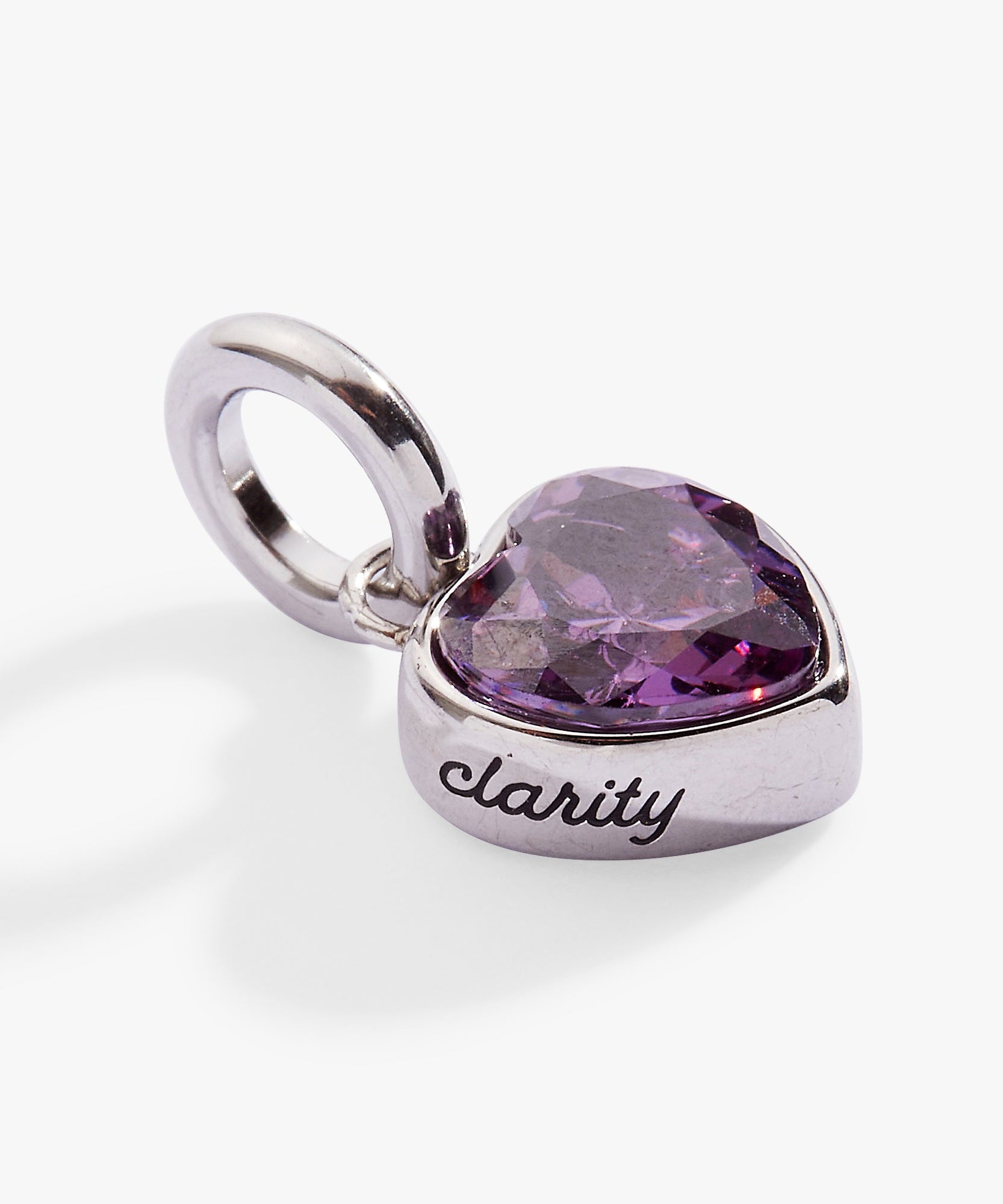 February 'Clarity' Heart Birthstone Charm