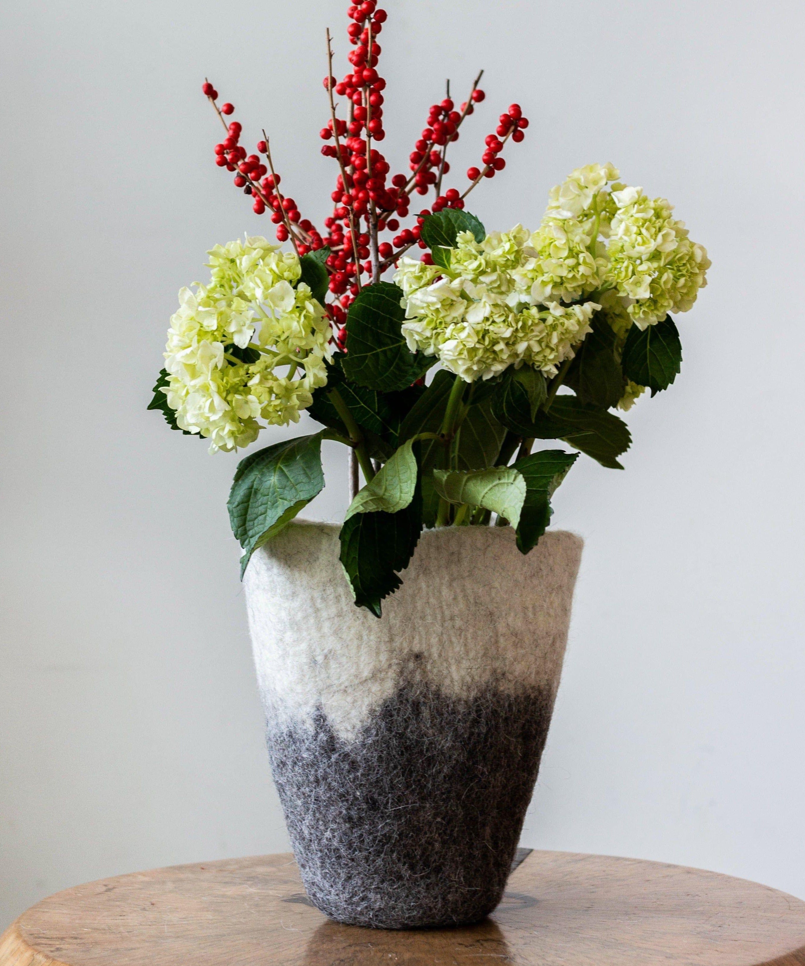 Hand-Felted Woven Wool Table Vase