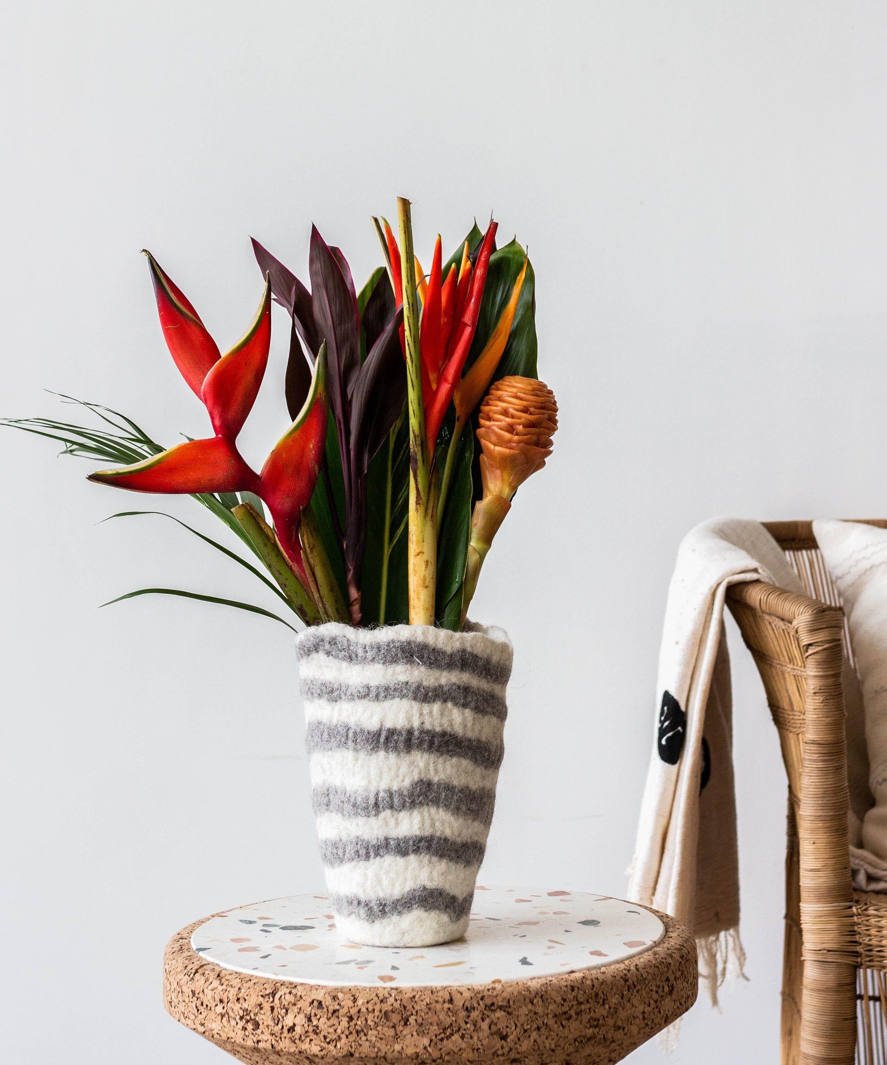 Hand-Felted Woven Wool Table Vase