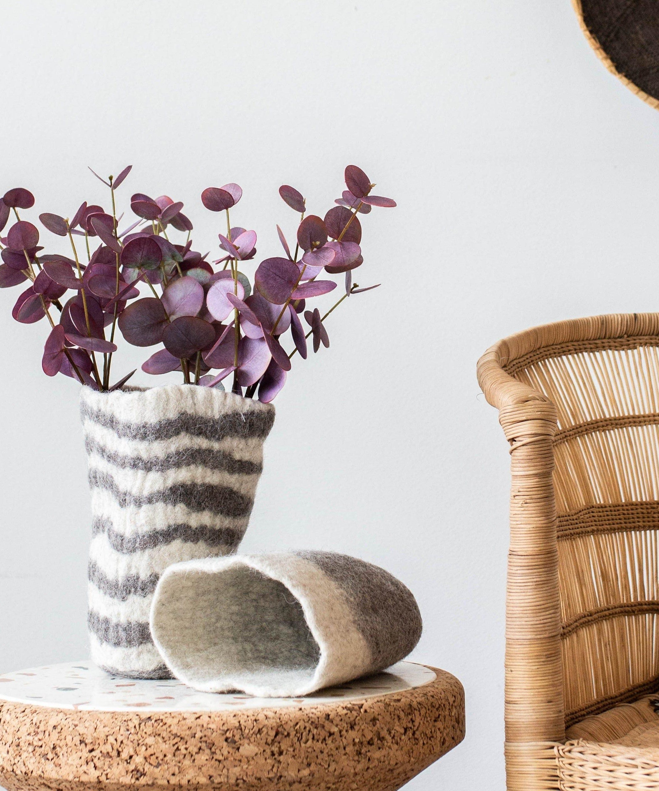 Hand-Felted Woven Wool Table Vase