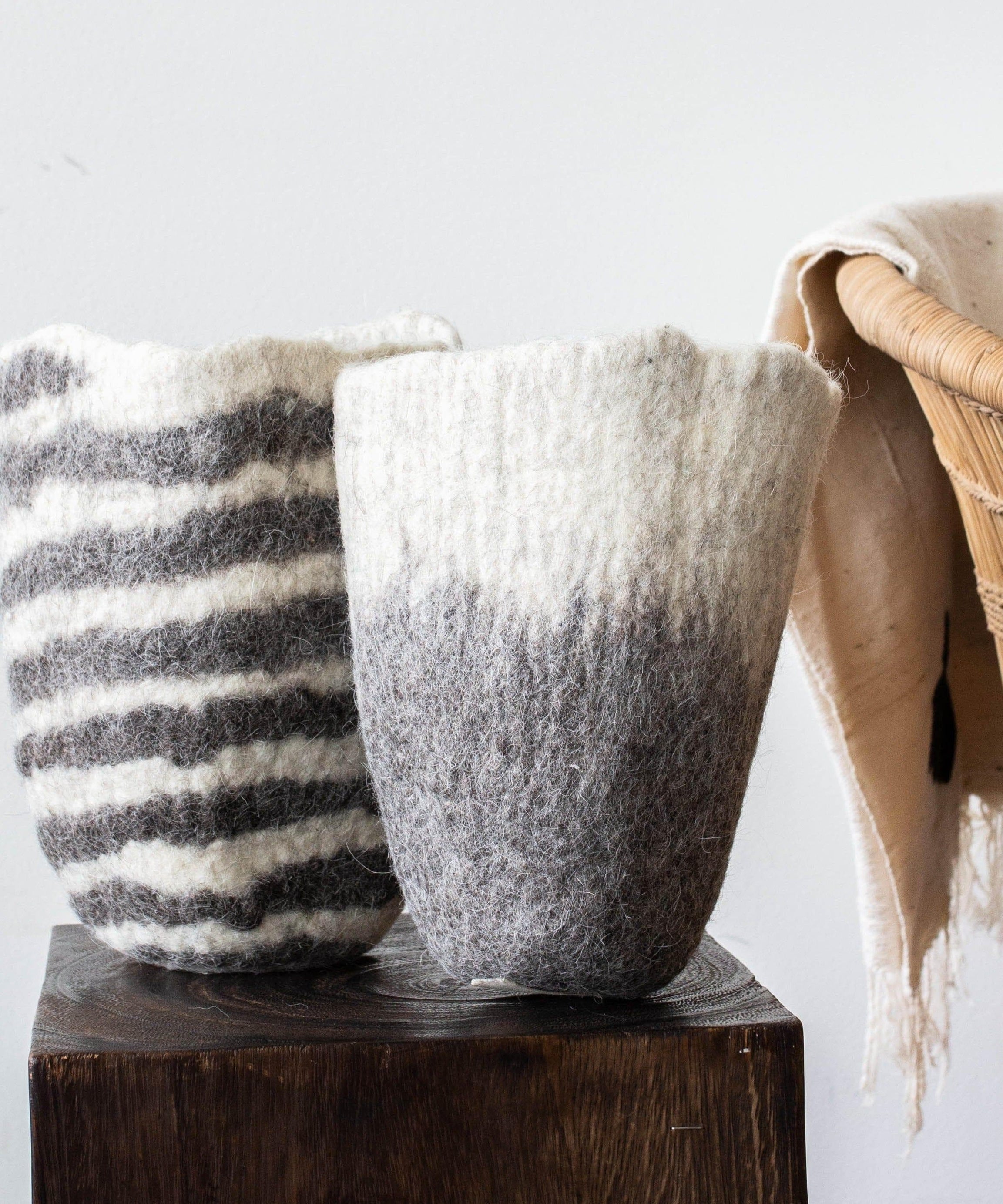 Hand-Felted Woven Wool Table Vase
