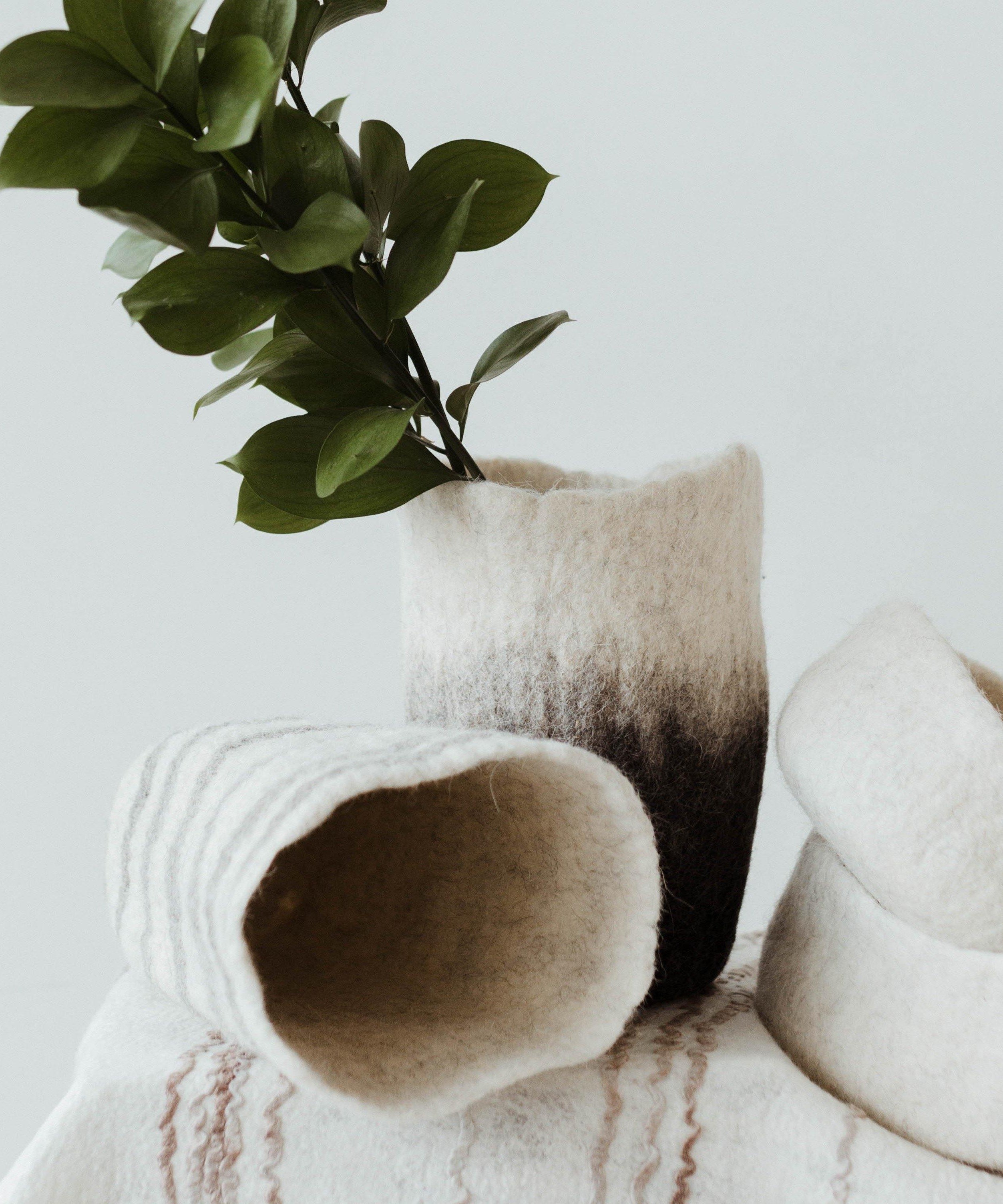 Hand-Felted Woven Wool Table Vase