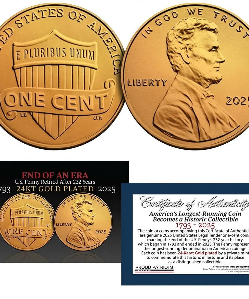Amerikas letzter Penny: 24 Karat vergoldeter Penny mit Zertifikat