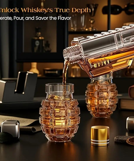 Magnum Revolver Whiskey Decanter Set