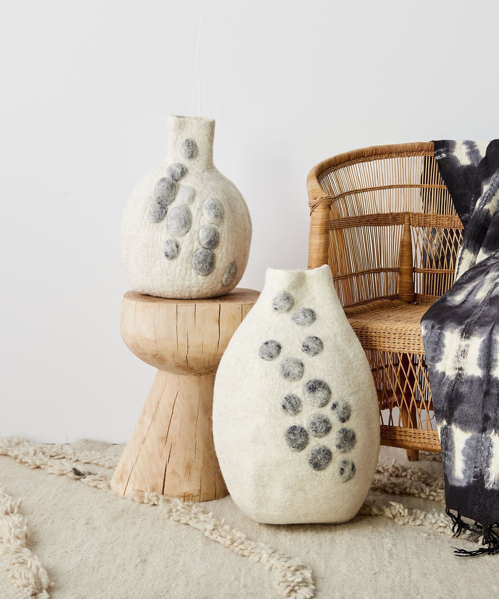 Pebble Hand-Felted Wool Gourd Basket