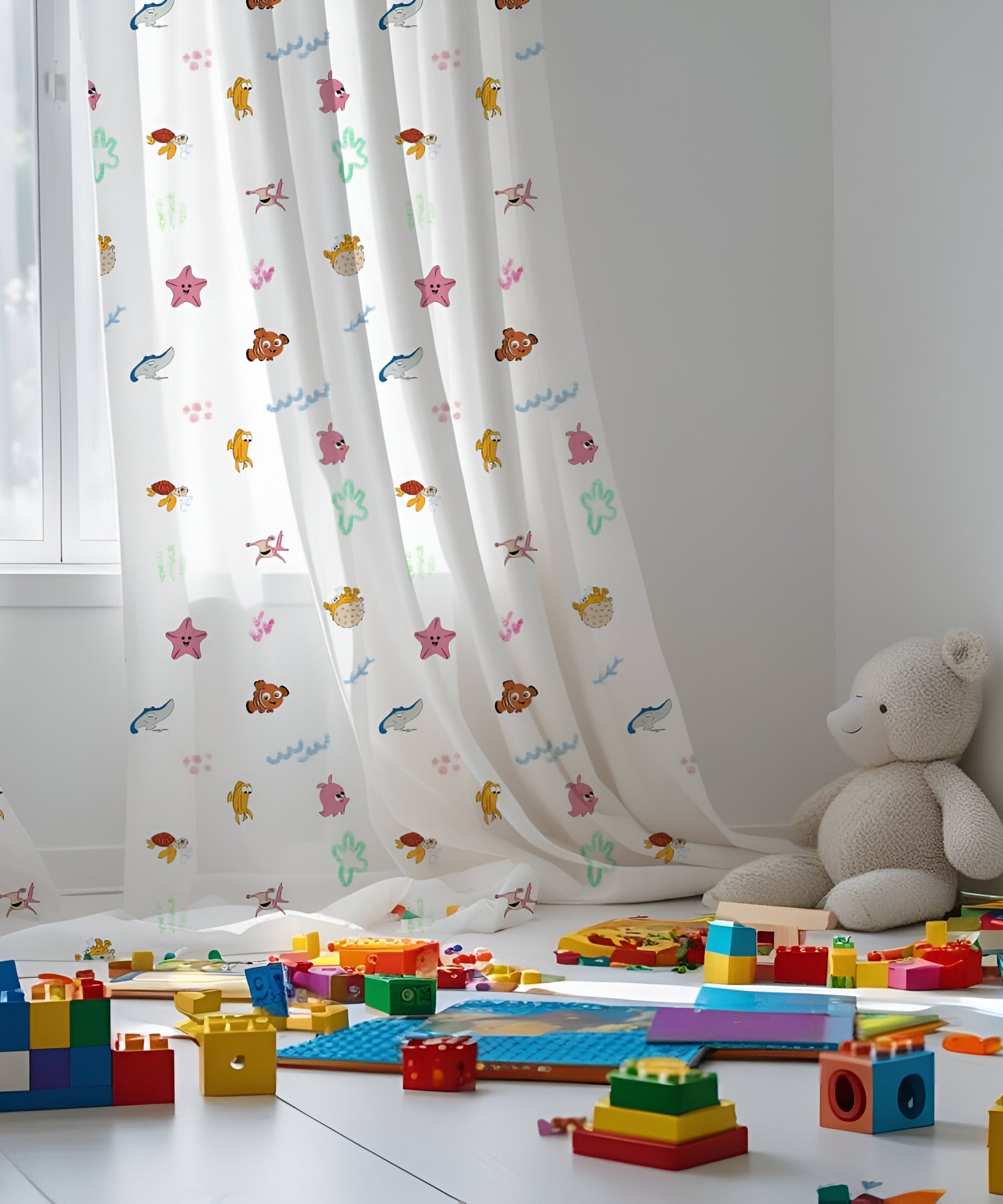 Finding Nemo Themed Baby Room Curtain