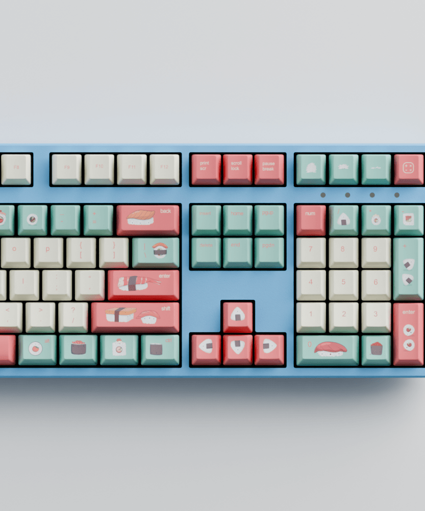 Fizz and Flourish Sushi Friends 100% RGB Mechanical Keyboard + Keycaps(Collabs)