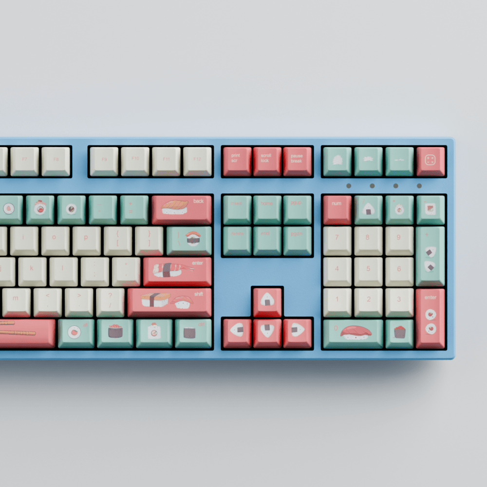 Fizz and Flourish Sushi Friends 100% RGB Mechanical Keyboard + Keycaps(Collabs)