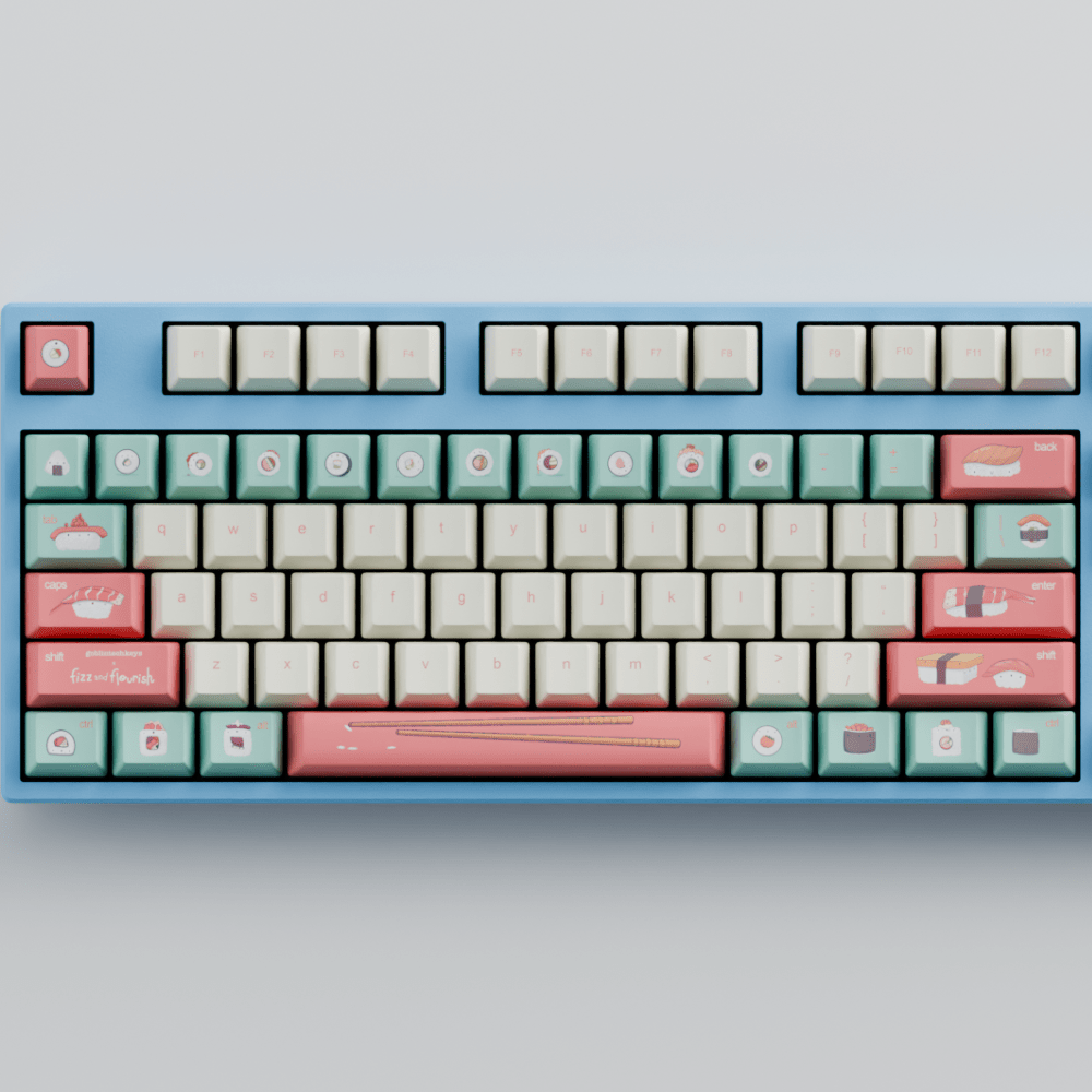 Fizz and Flourish Sushi Friends 100% RGB Mechanical Keyboard + Keycaps(Collabs)