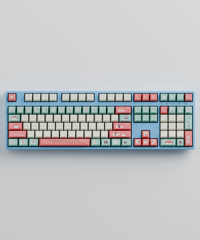 Fizz and Flourish Sushi Friends 100% RGB Mechanical Keyboard + Keycaps(Collabs)