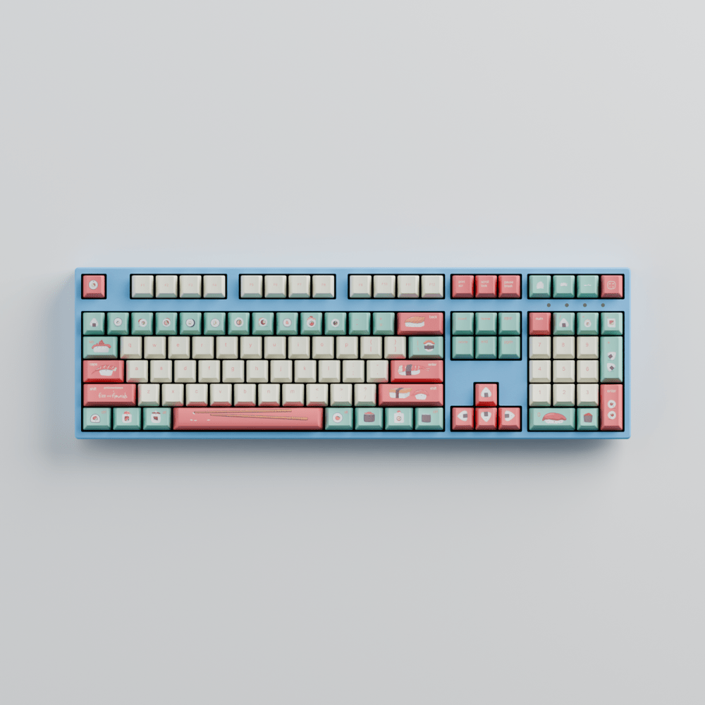 Fizz and Flourish Sushi Friends 100% RGB Mechanical Keyboard + Keycaps(Collabs)