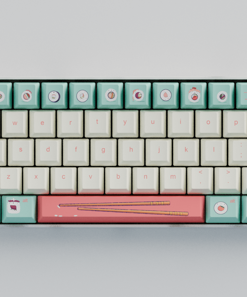 Fizz and Flourish Sushi Friends 60% RGB Mechanical Keyboard + Keycaps (Collabs)