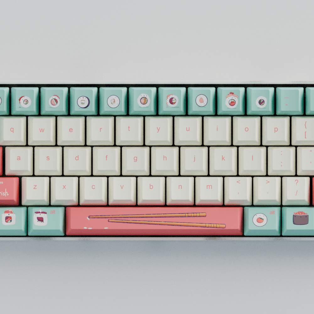 Fizz and Flourish Sushi Friends 60% RGB Mechanical Keyboard + Keycaps (Collabs)