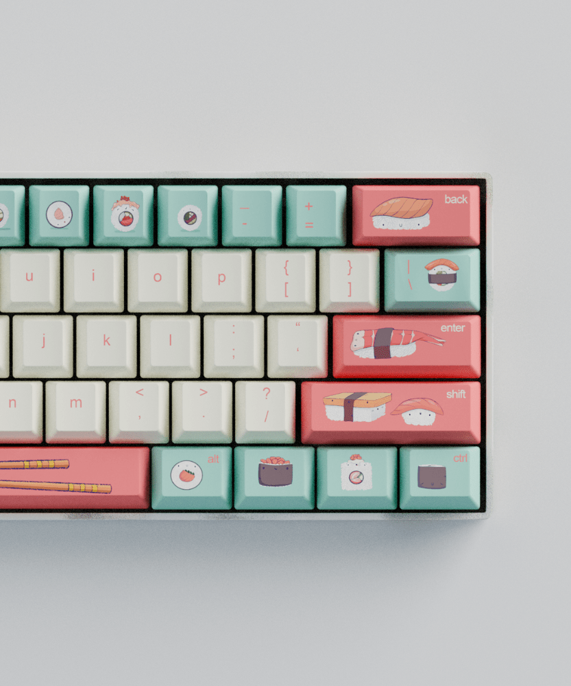 Fizz and Flourish Sushi Friends 60% RGB Mechanical Keyboard + Keycaps (Collabs)