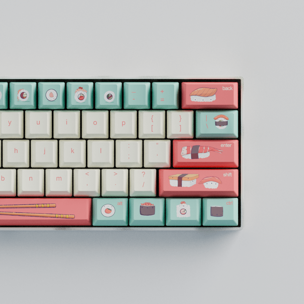 Fizz and Flourish Sushi Friends 60% RGB Mechanical Keyboard + Keycaps (Collabs)
