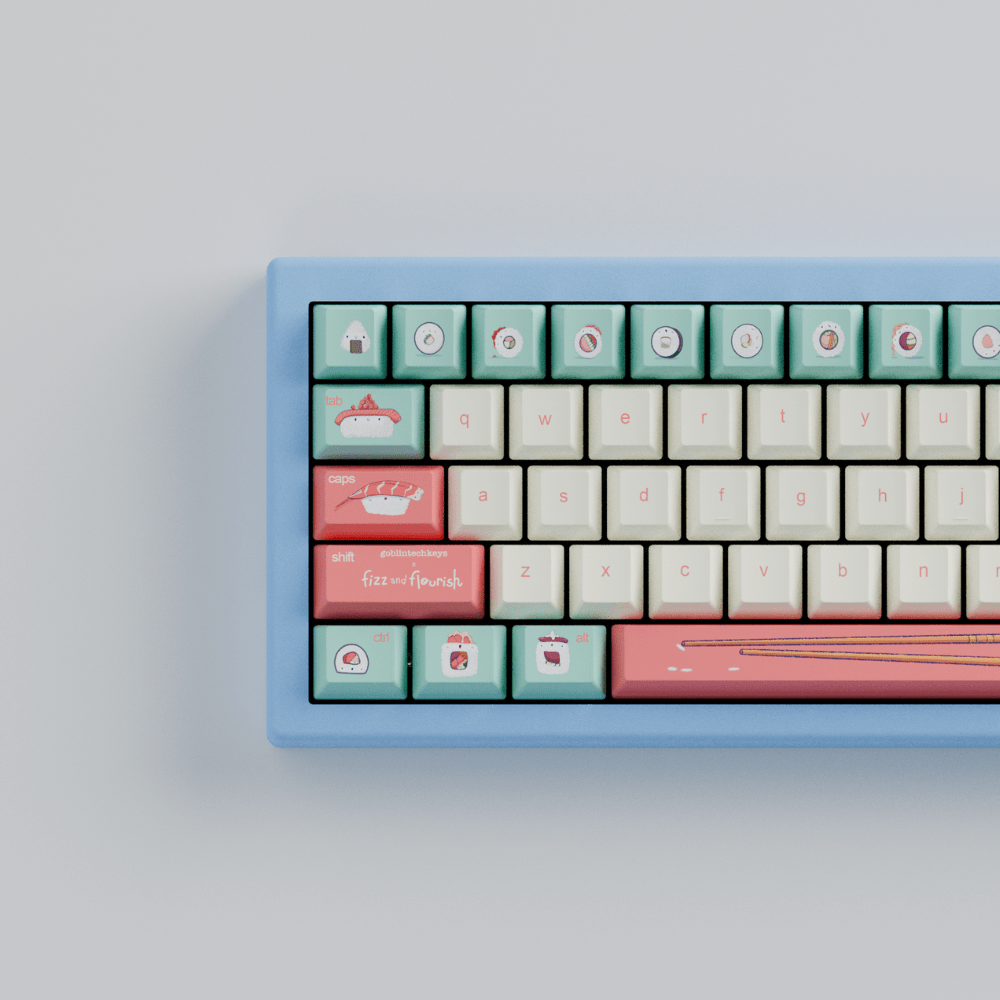 Fizz and Flourish Sushi Friends 65% RGB Mechanical Keyboard + Keycaps (Collabs)
