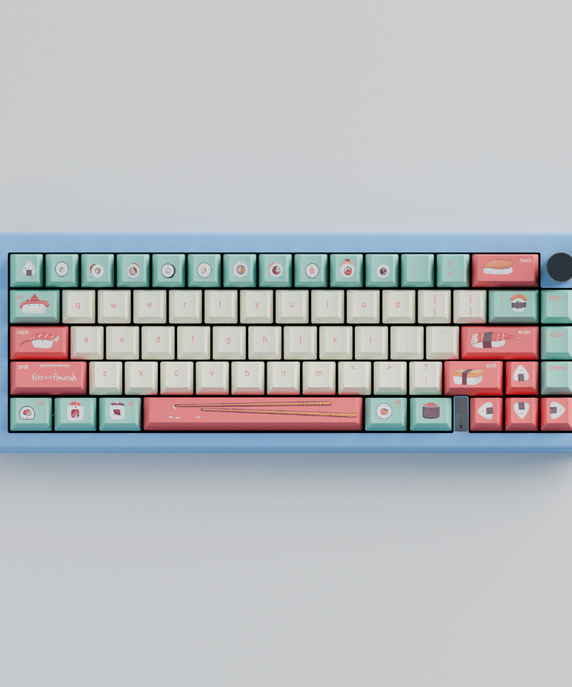 Fizz and Flourish Sushi Friends 65% RGB Mechanical Keyboard + Keycaps (Collabs)
