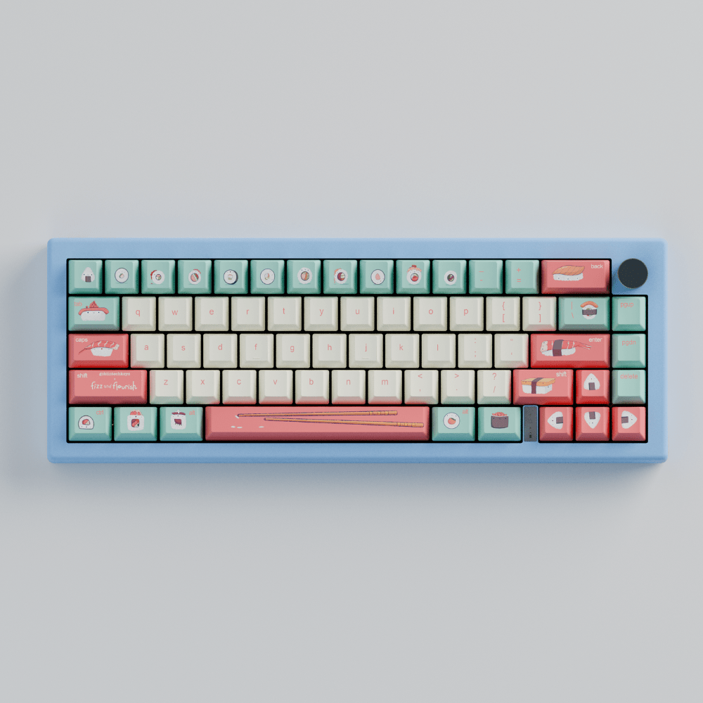 Fizz and Flourish Sushi Friends 65% RGB Mechanical Keyboard + Keycaps (Collabs)
