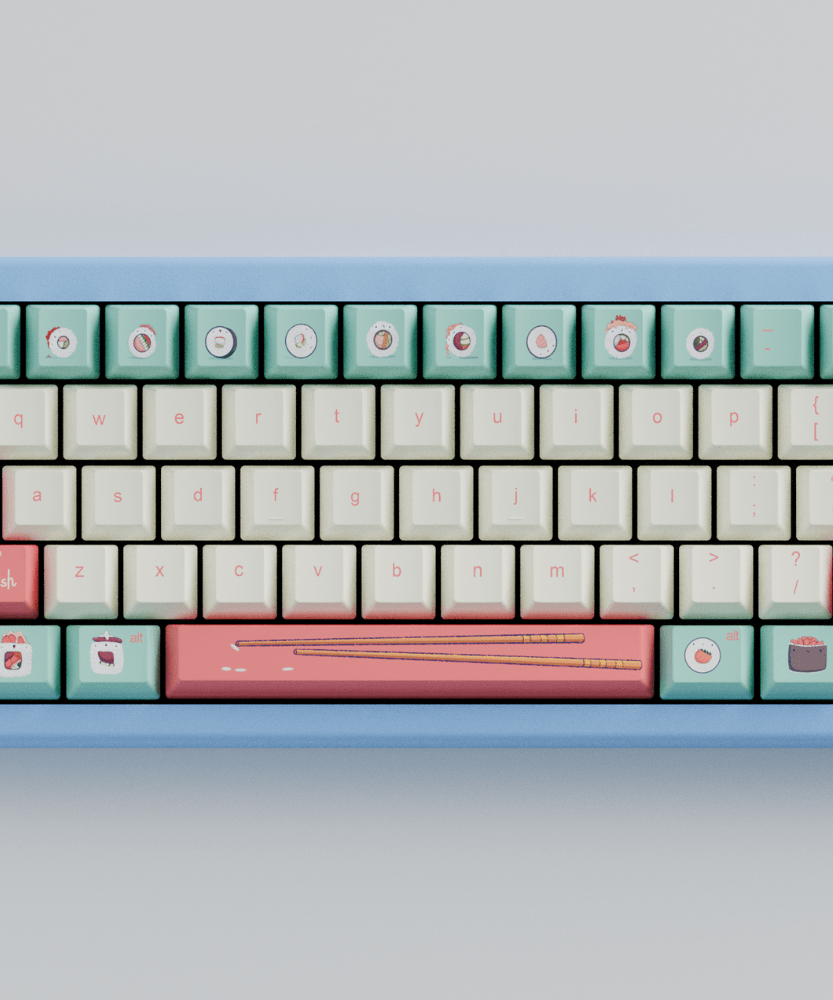 Fizz and Flourish Sushi Friends 65% RGB Mechanical Keyboard + Keycaps (Collabs)