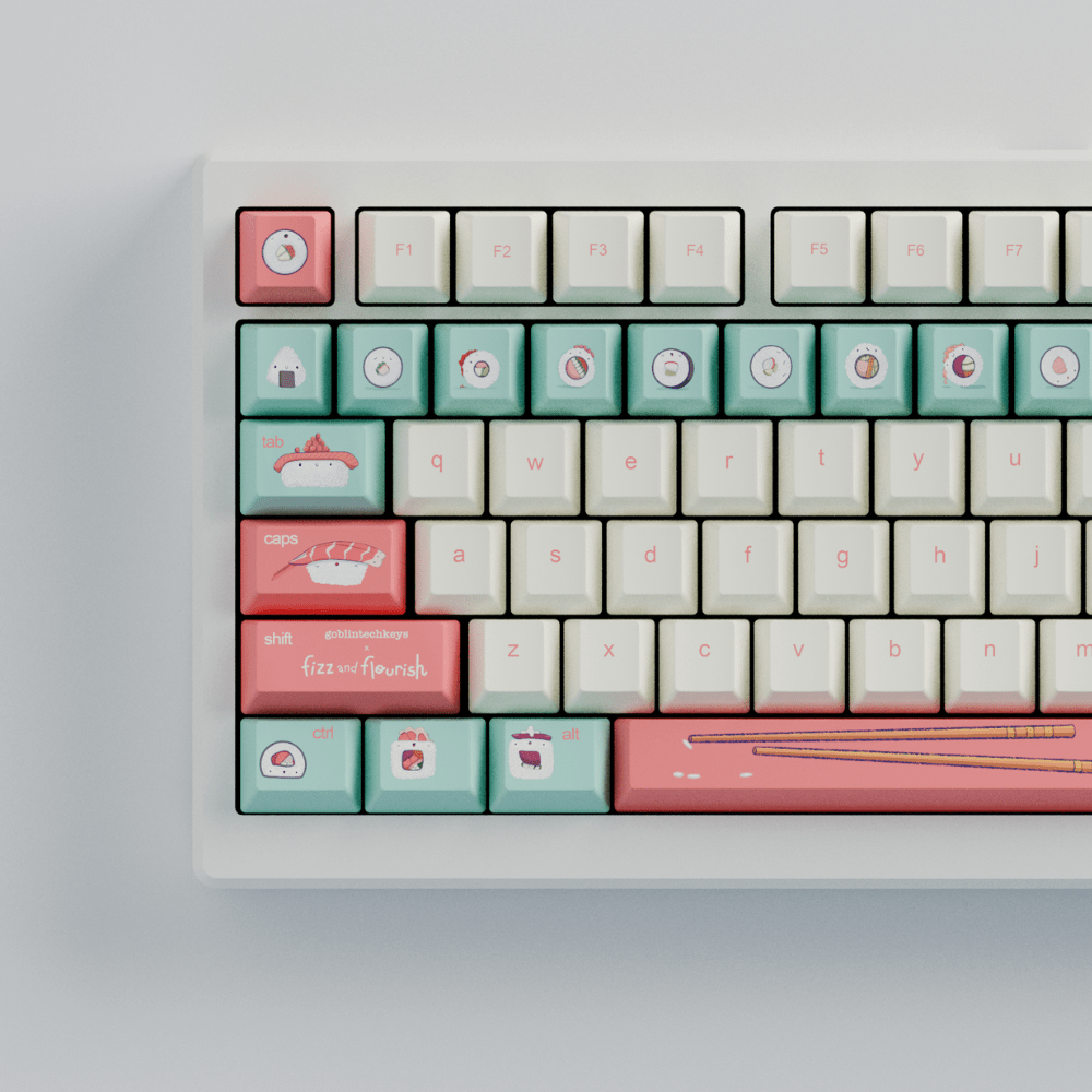 Fizz and Flourish Sushi Friends 75% RGB Mechanical Keyboard + Keycaps (Collabs)