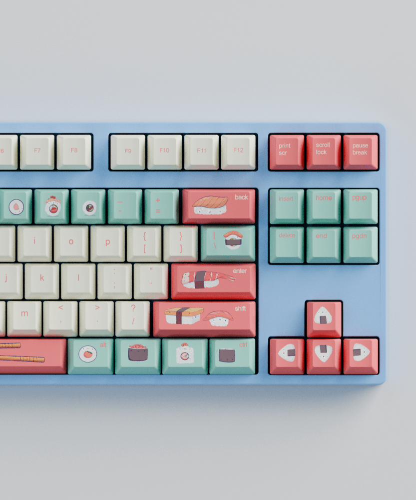 Fizz and Flourish Sushi Friends 80% RGB Mechanical Keyboard + Keycaps(Collabs)