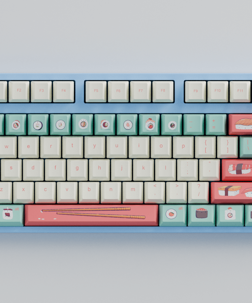 Fizz and Flourish Sushi Friends 80% RGB Mechanical Keyboard + Keycaps(Collabs)